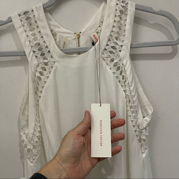 Rebecca Taylor White Diamond Shift Dress Size 4 NWT - Picture 6 of 10